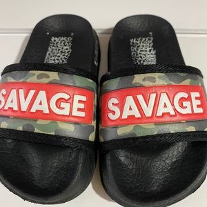 “SAVAGE “CAMO Toddlers Open Toe, Slip On Slides